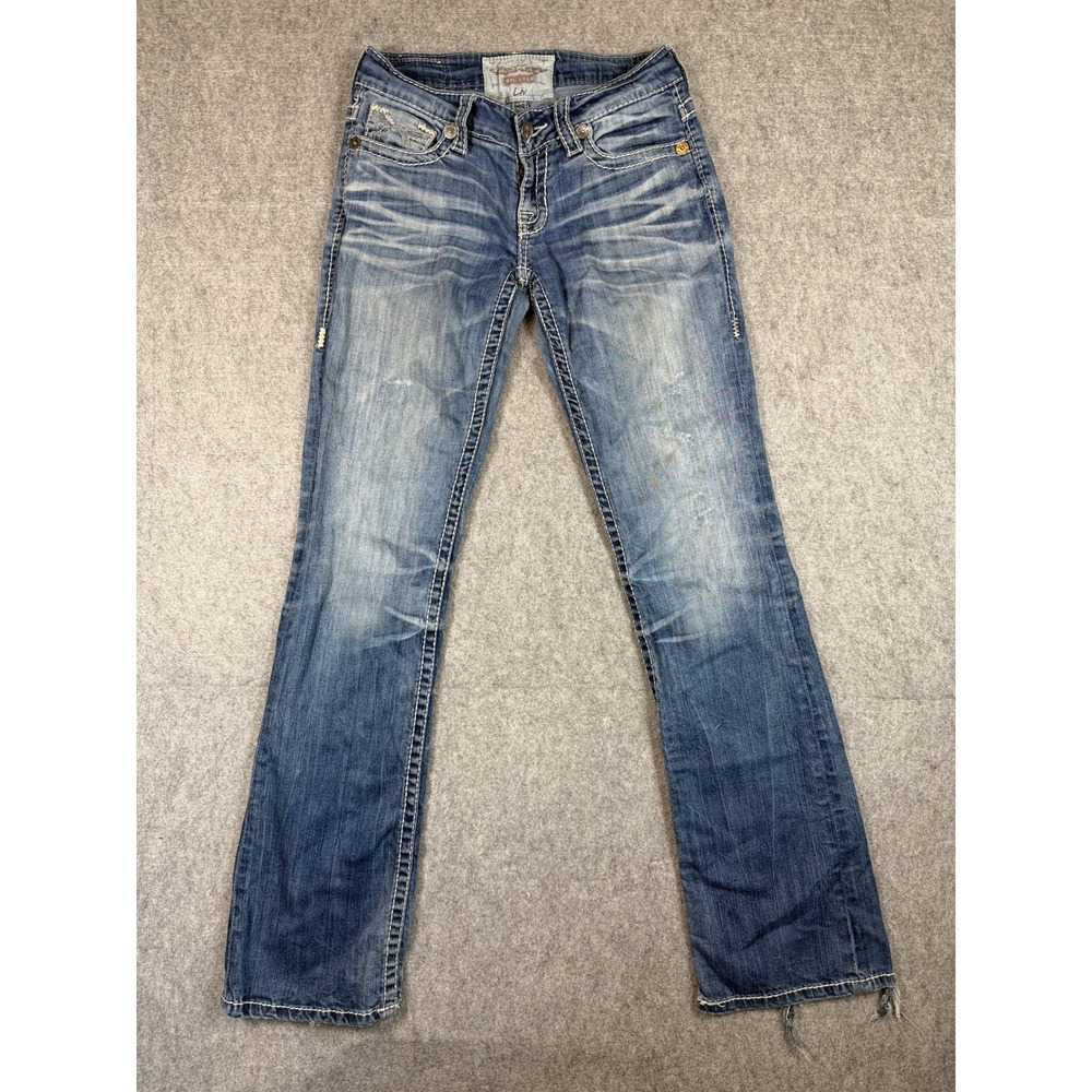 Big Star Womens Liv Bootcut Jeans 26L Light Wash Blue Contrast Stitching